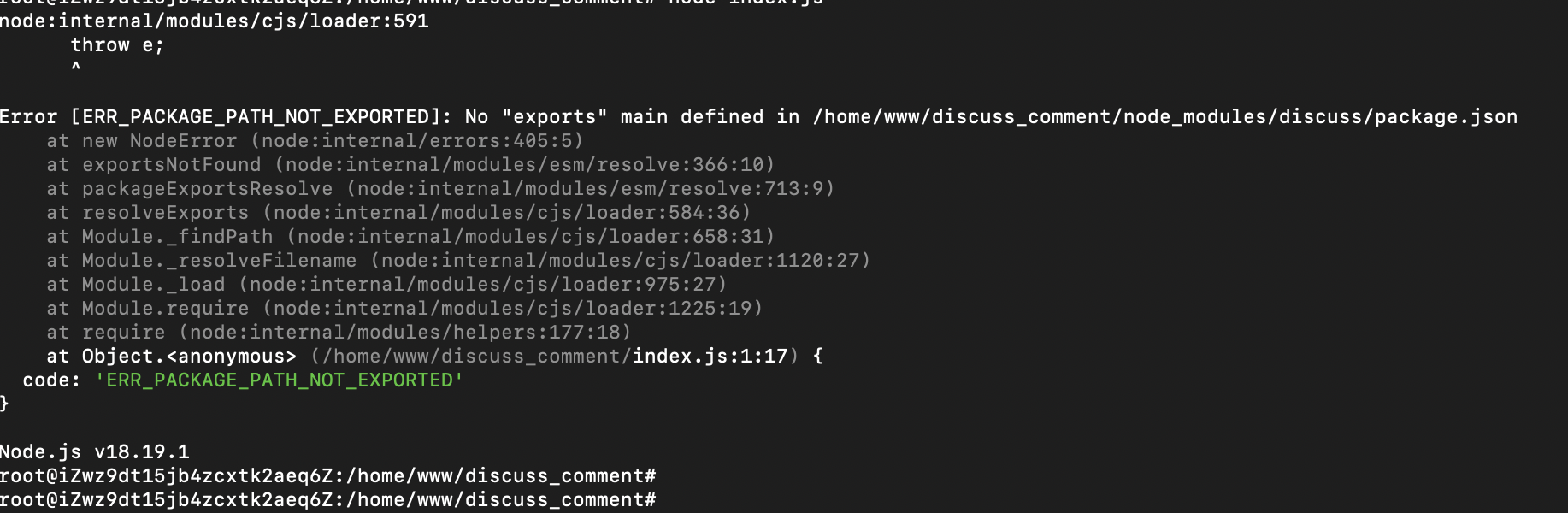 问题2:No "exports" main defined